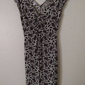 Lady Hathaway Deep Brown & White Swirl Pattern Twist Top Dress-Size 10